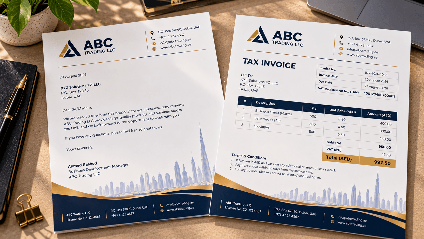 What UAE Trade license Holders Must Show on Invoices, Letterheads and Stationery